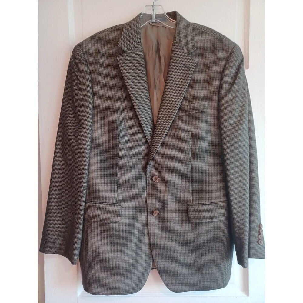 Ralph Lauren brown herringbone suit coat mens 41R sport jacket silk wool classic